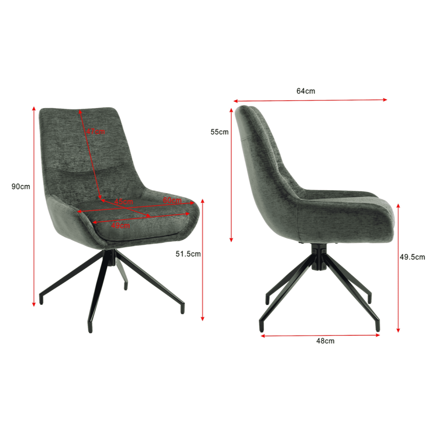 Garland | Modern Metal Fabric Dining Chair | Hunter