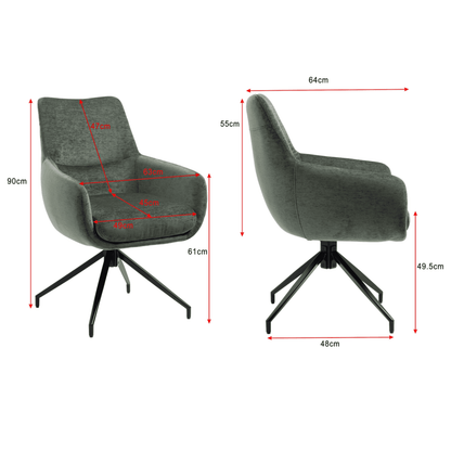 Garland | Modern Metal Fabric Dining Chair with Arms | Hunter