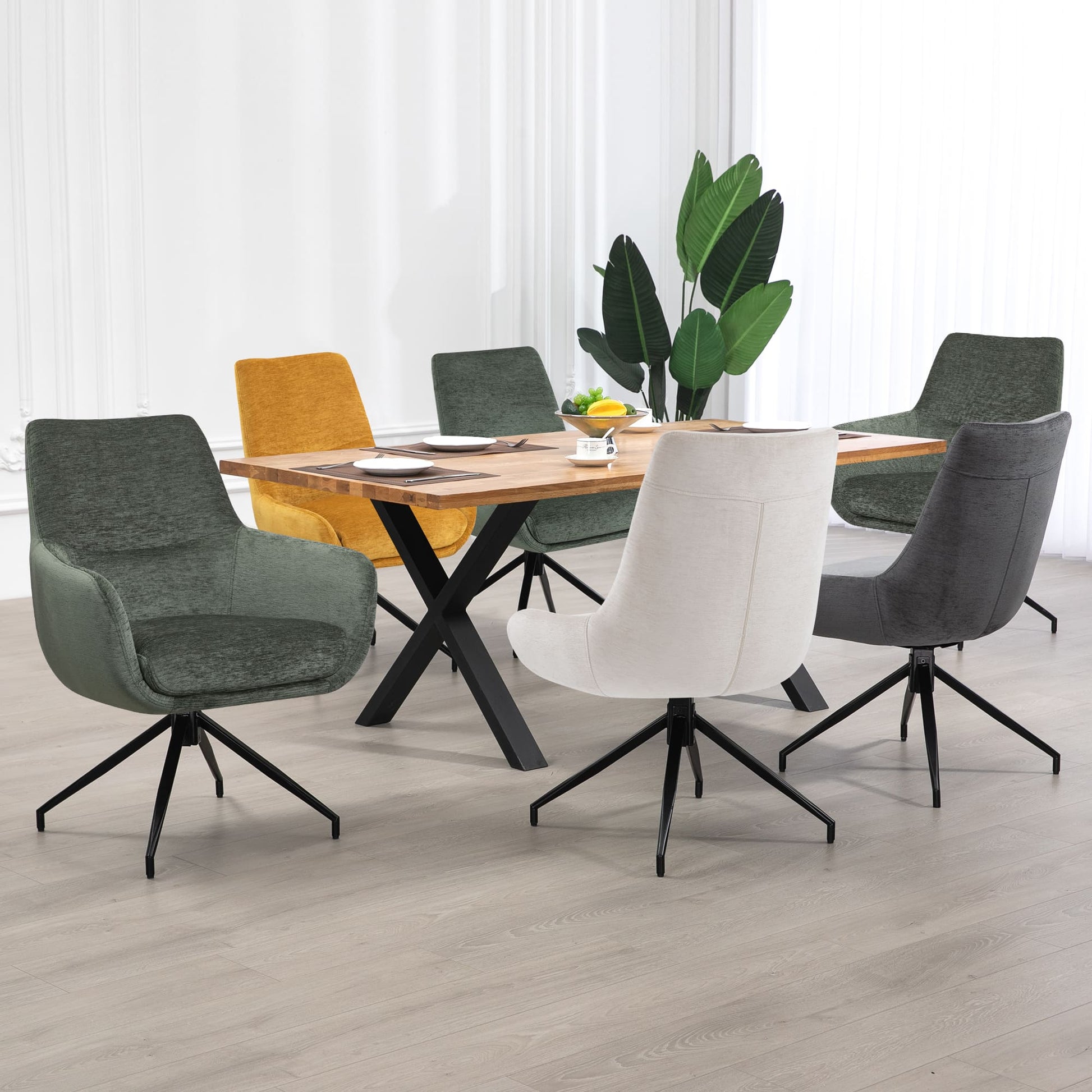 Garland | Modern Metal Fabric Dining Chair with Arms | Hunter