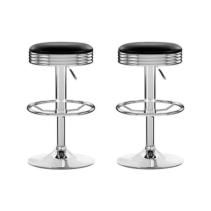 Gibson | Industrial Black Chrome Metal Bar Stools | Set Of 2 | Silver