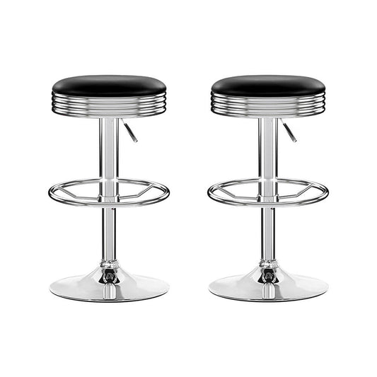 Gibson | Industrial Black Chrome Metal Bar Stools | Set Of 2 | Silver