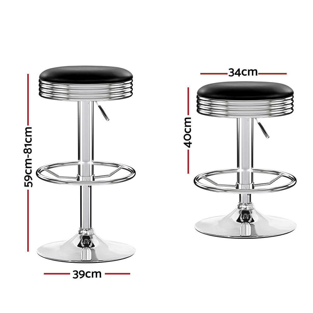 Gibson | Industrial Black Chrome Metal Bar Stools | Set Of 2 | Silver