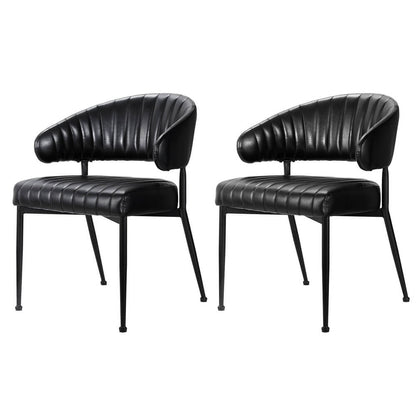 Grainger | Modern Metal Black PU Leather Dining Chairs | Set Of 2