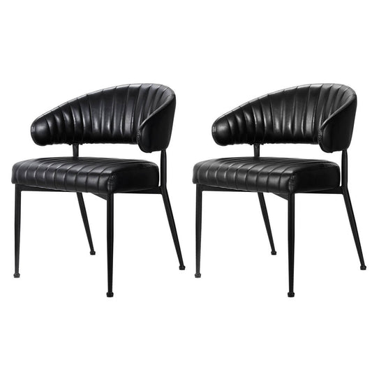 Grainger | Modern Metal Black PU Leather Dining Chairs | Set Of 2
