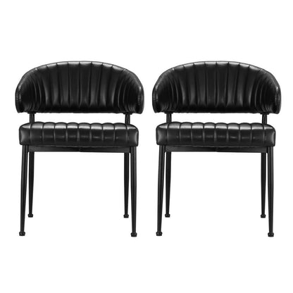 Grainger | Modern Metal Black PU Leather Dining Chairs | Set Of 2