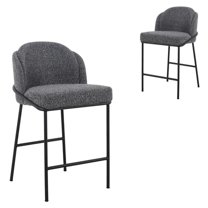 Gramercy | Modern Grey Boucle Fabric Bar Stools | Anthracite Grey