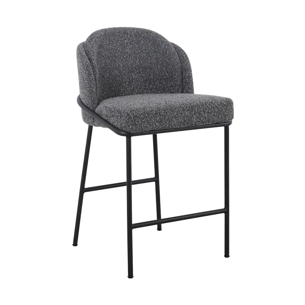 Gramercy | Modern Grey Boucle Fabric Bar Stools | Anthracite Grey