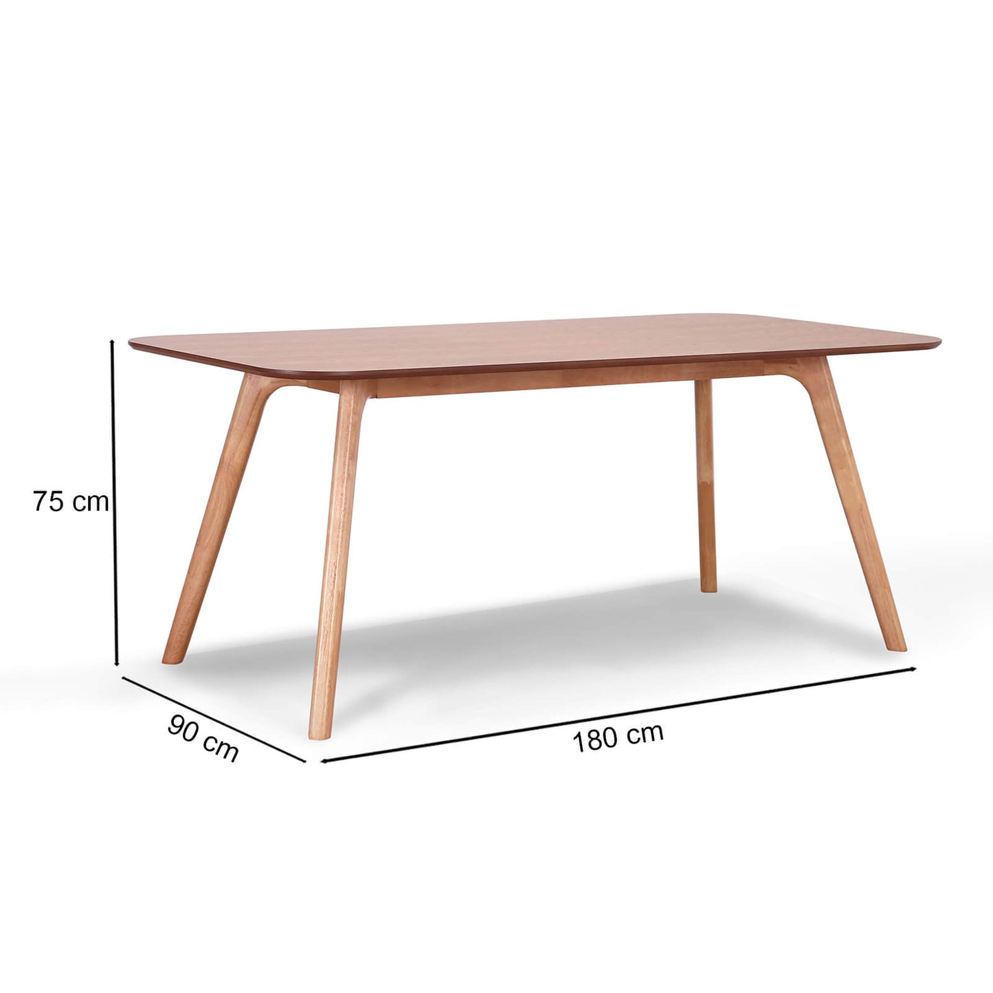 Granada | Modern Natural Walnut 1.8m Wooden Rectangular Dining Table | Natural