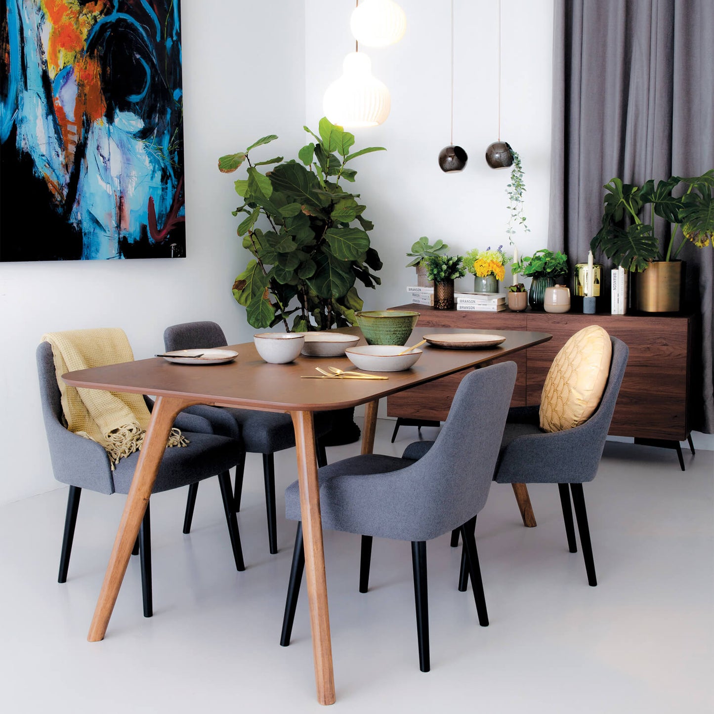 Granada | Modern Natural Walnut 1.8m Wooden Rectangular Dining Table | Natural