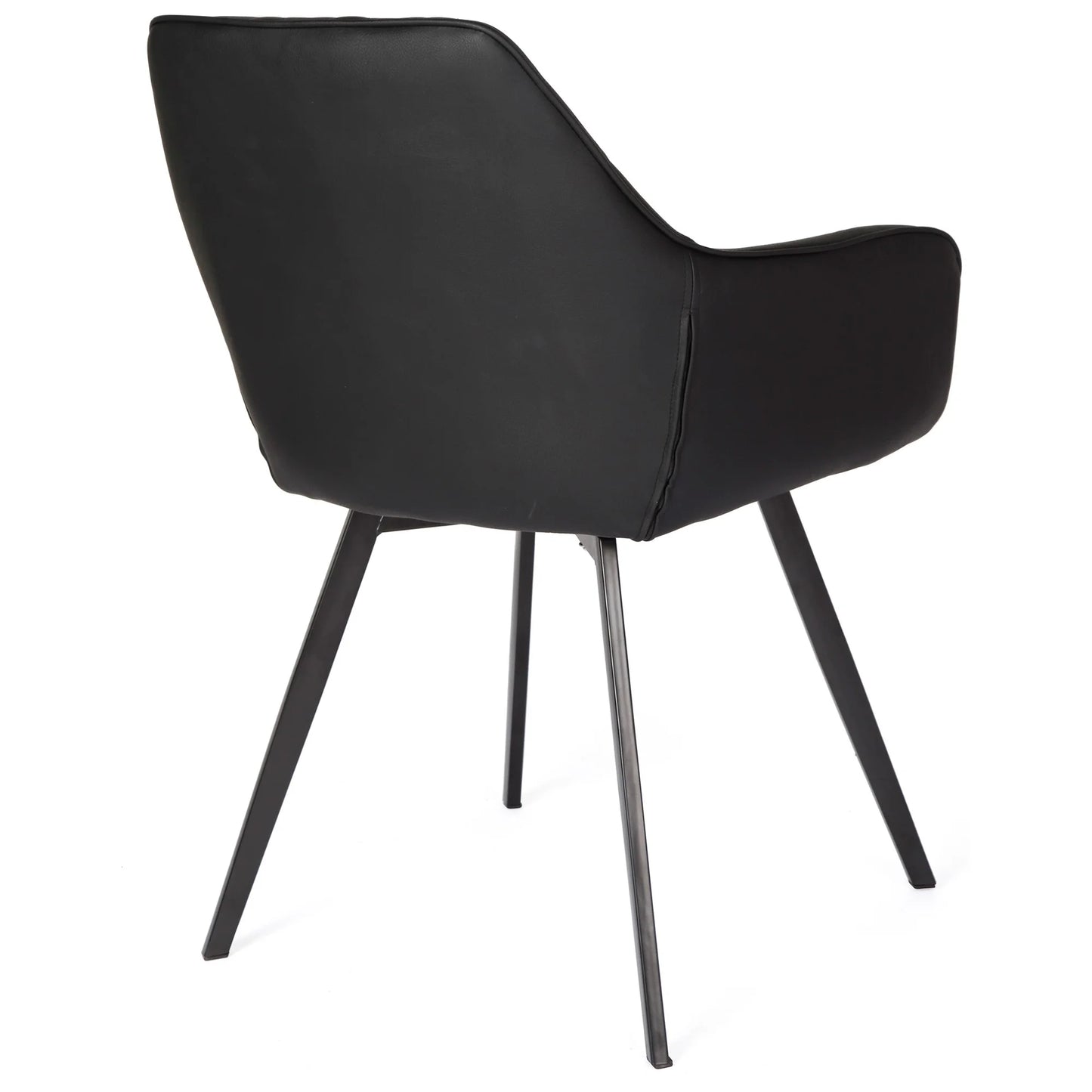 Granville | Modern Fabric PU Leather Dining Chairs With Arms | Set Of 2 | Black