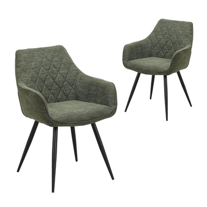 Granville | Modern Fabric PU Leather Dining Chairs With Arms | Set Of 2 | Pistachio