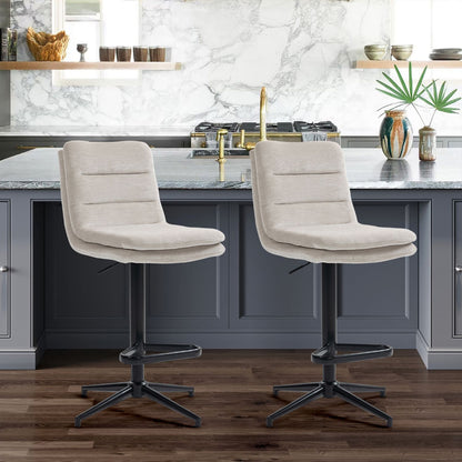 Hampshire | Modern Adjustable Padded Fabric Bar Stool | Beige