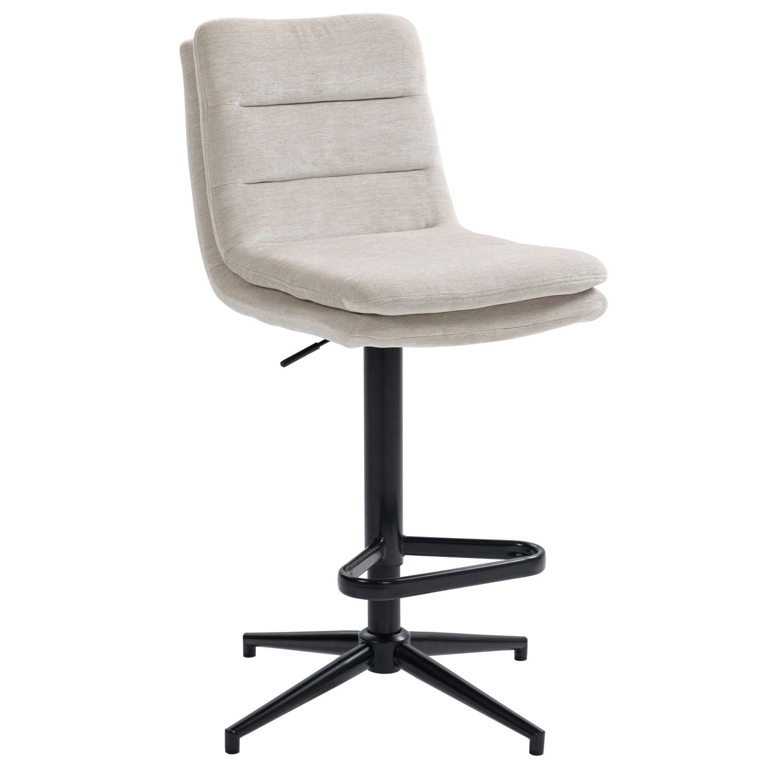 Hampshire | Modern Adjustable Padded Fabric Bar Stool | Beige