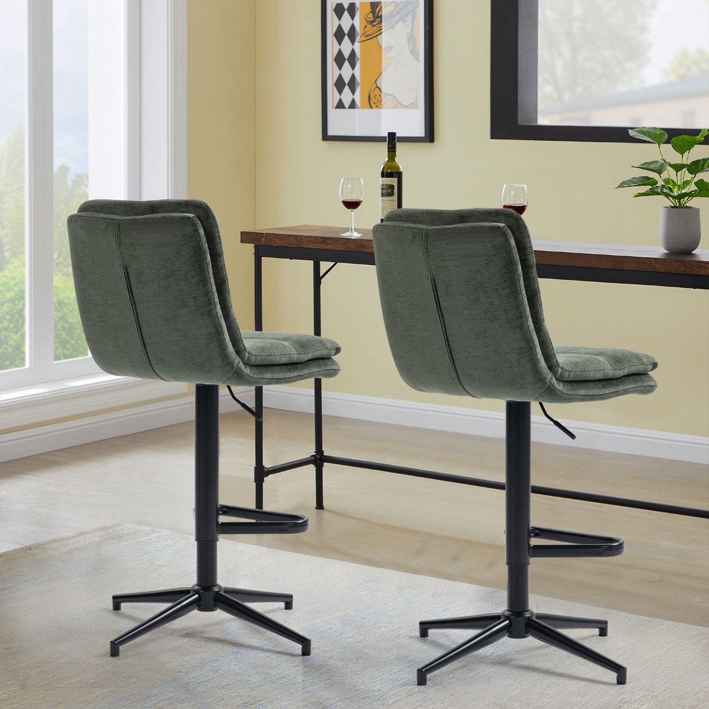 Hampshire | Modern Adjustable Padded Fabric Bar Stool | Hunter