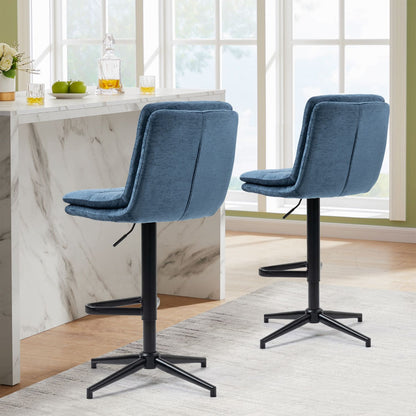 Hampshire | Modern Adjustable Padded Fabric Bar Stool | Lake Blue