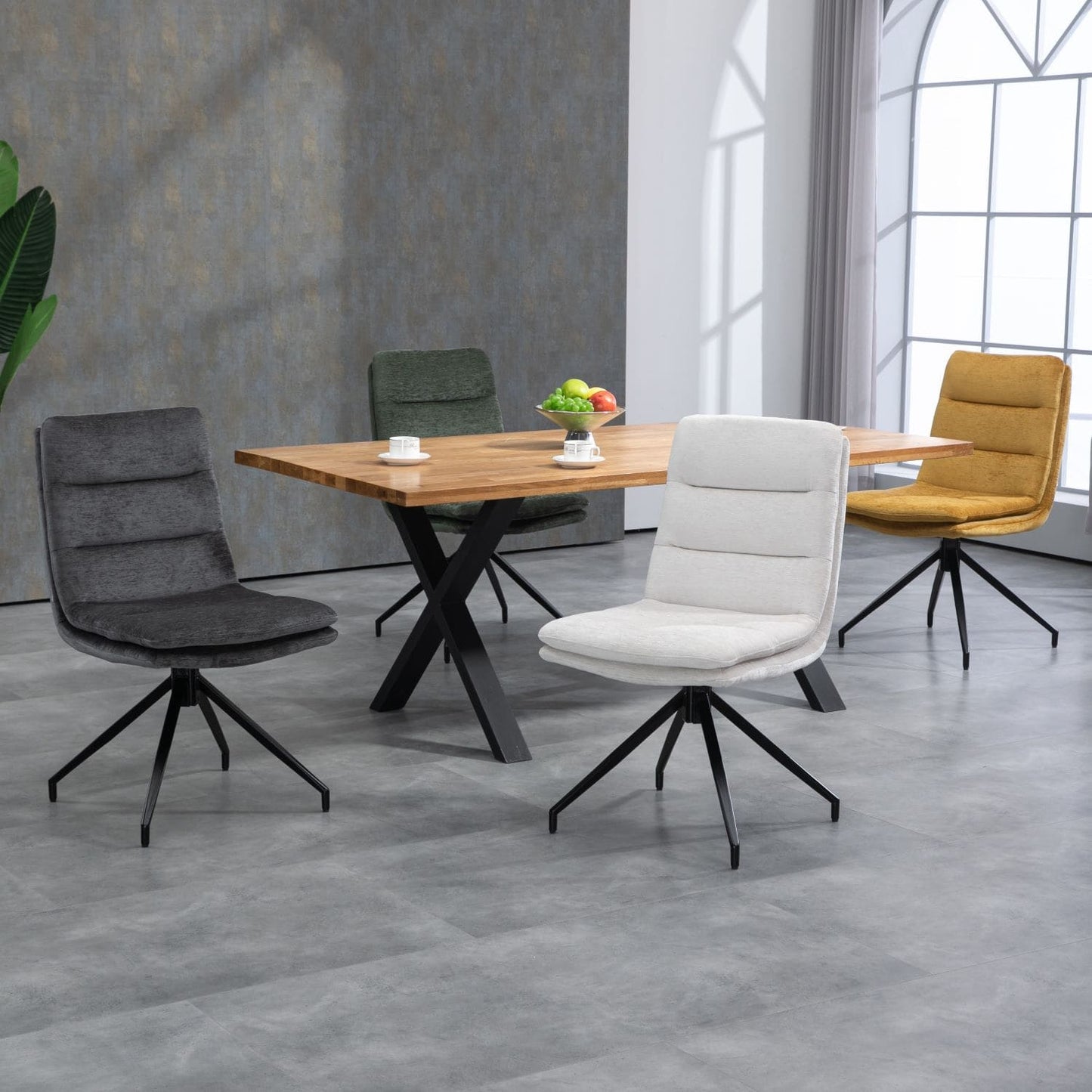 Hampshire | Modern Metal Fabric Dining Chairs | Set Of 2 | Anthracite