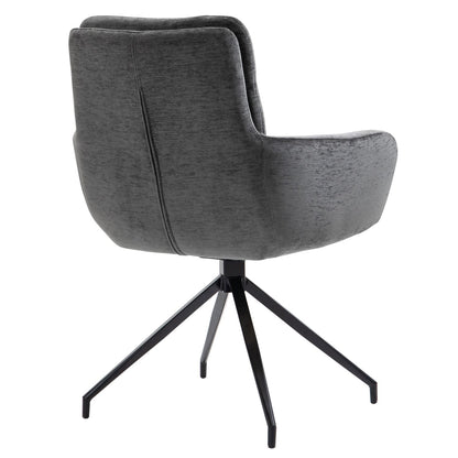 Hampshire | Modern Metal Fabric Dining Chairs With Arms | Set Of 2 | Anthracite