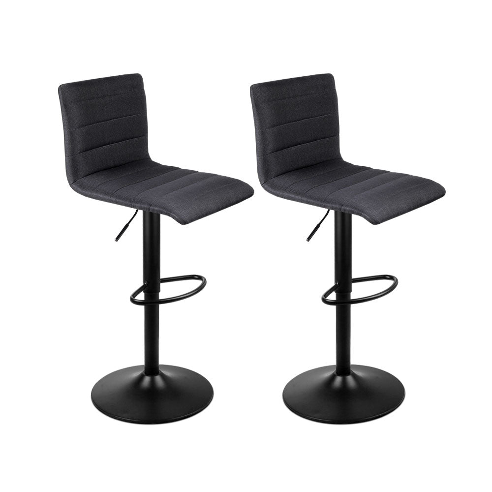 Harper | Modern Metal Black Fabric Bar Stools | Set Of 2