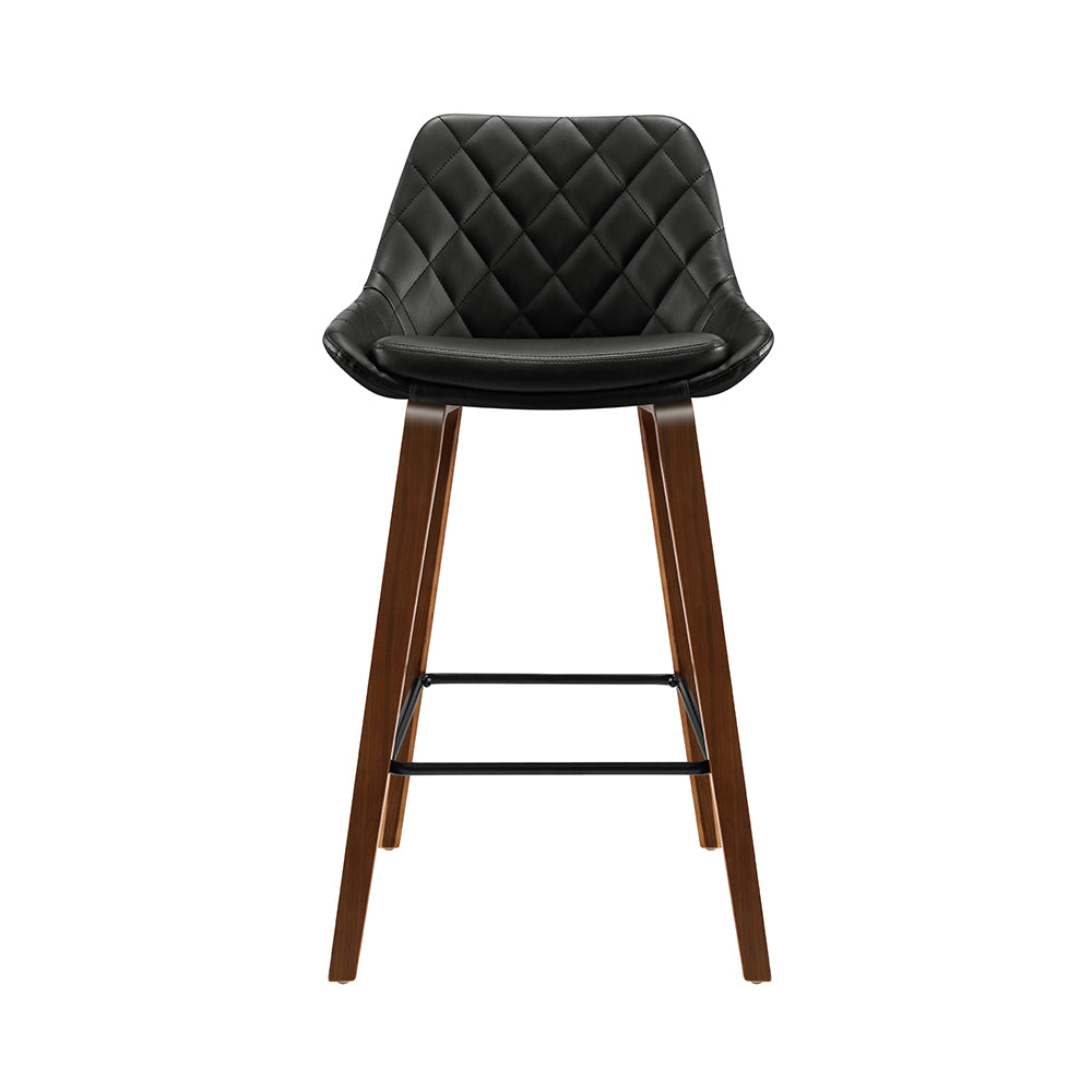 Henty | Modern 68cm Wooden Black PU Leather Bar Stools | Set of 2