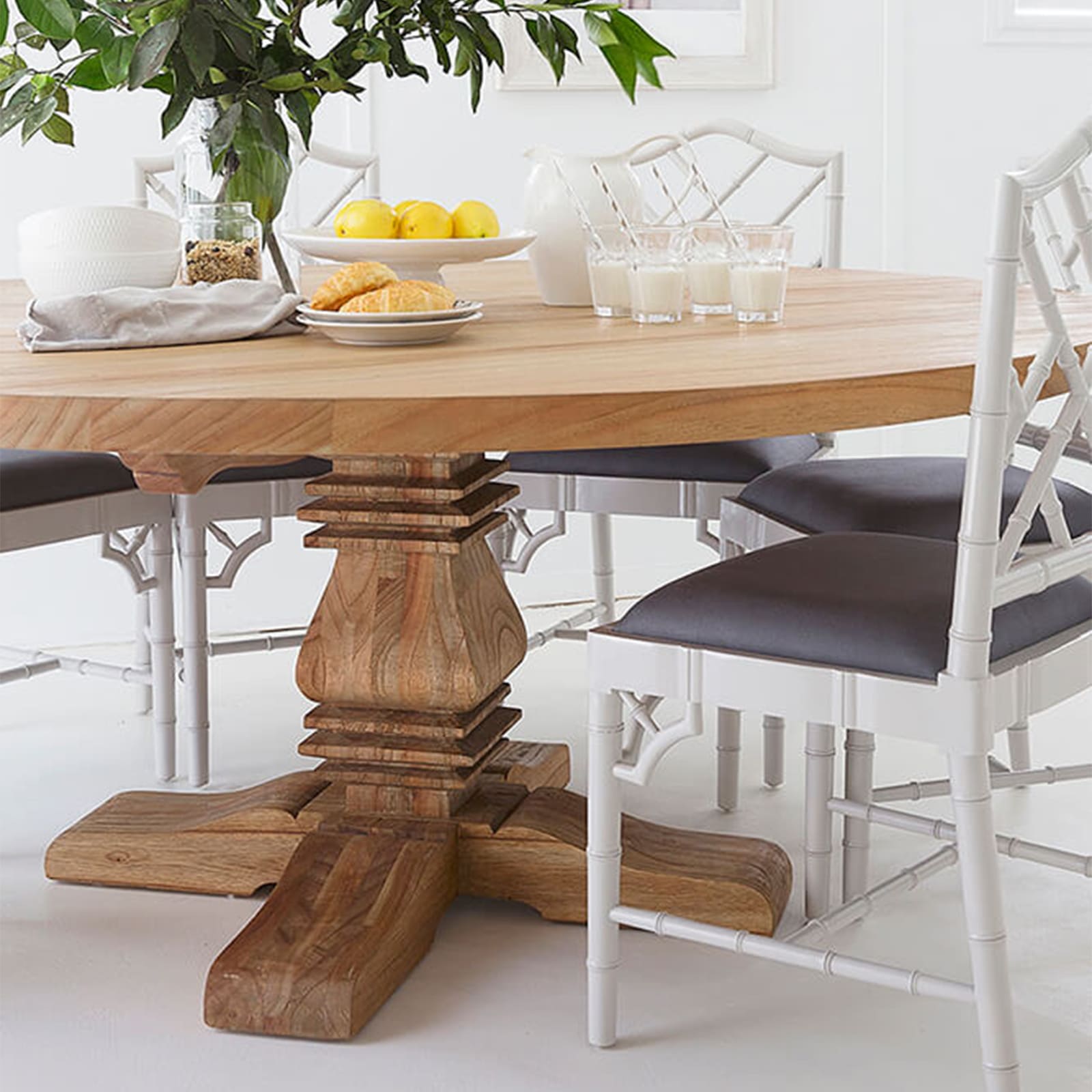 Hepburn | 1.5m  Country Coastal Natural Pedestal Wooden Round Dining Table