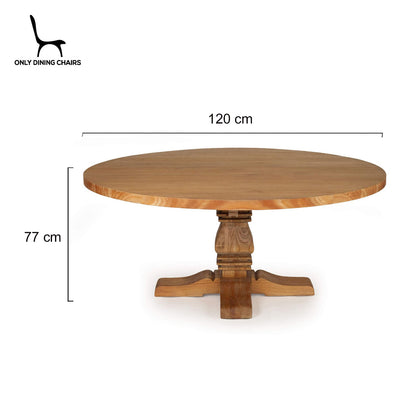 Hepburn | 1.2m  Country Coastal Natural Pedestal Wooden Round Dining Table