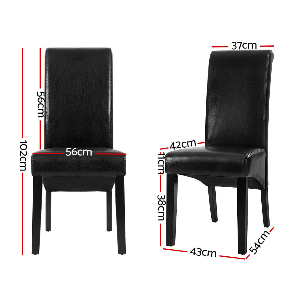 High back Wooden Black PU Leather Dining Chairs