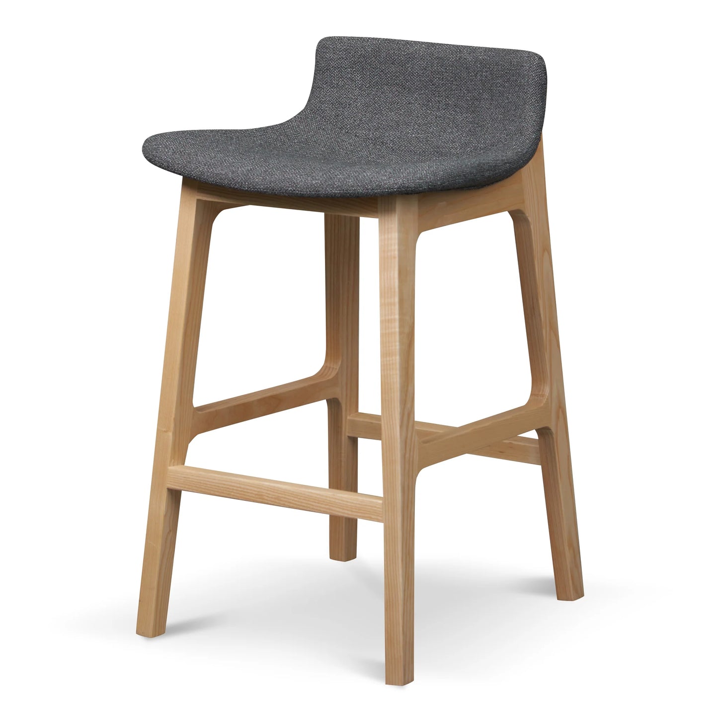 Hillcrest | Modern Fabric Wooden Bar Stool | Grey