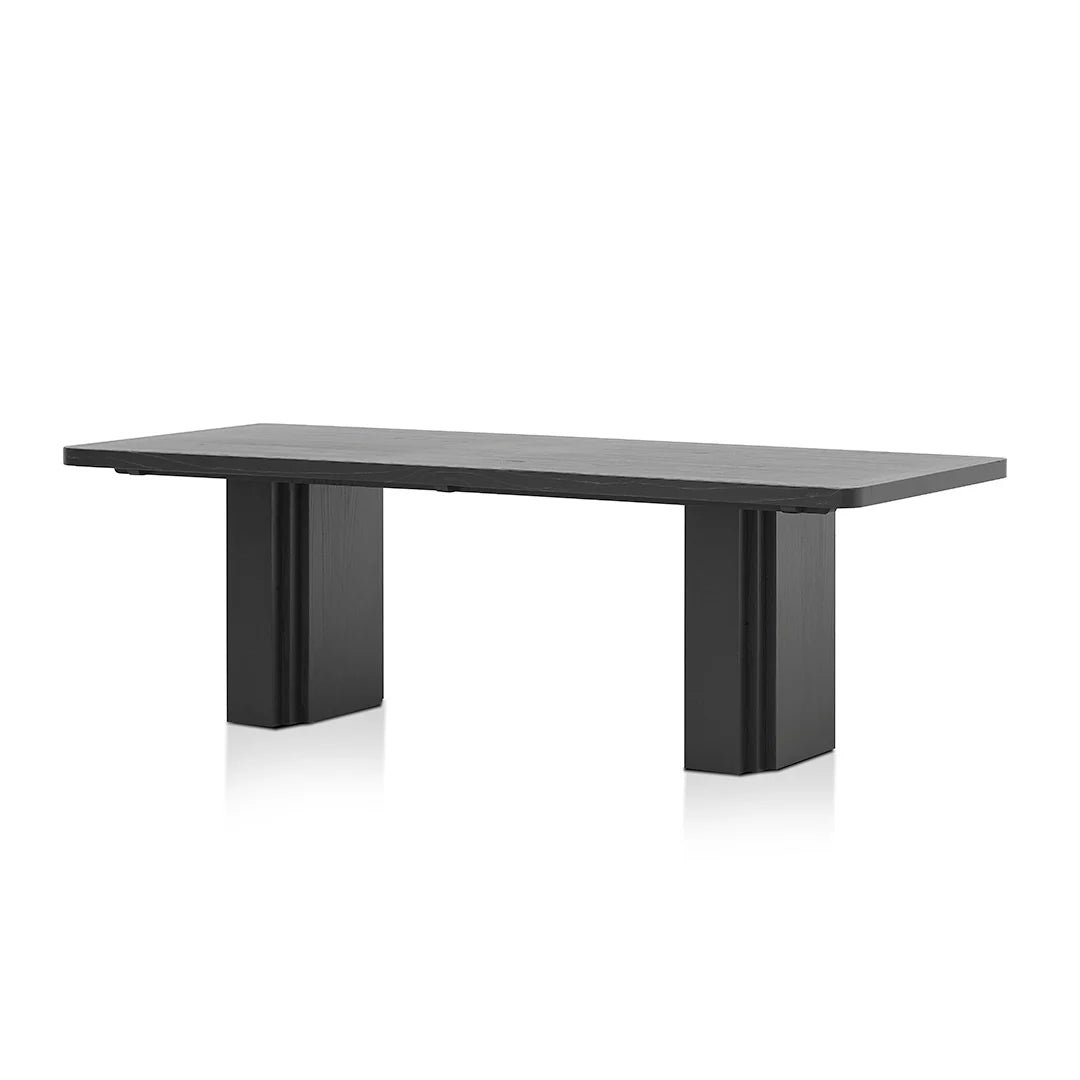 Hillside | 2.4m 8 Seater Natural Black Elm Rectangular Wooden Dining Table | Black