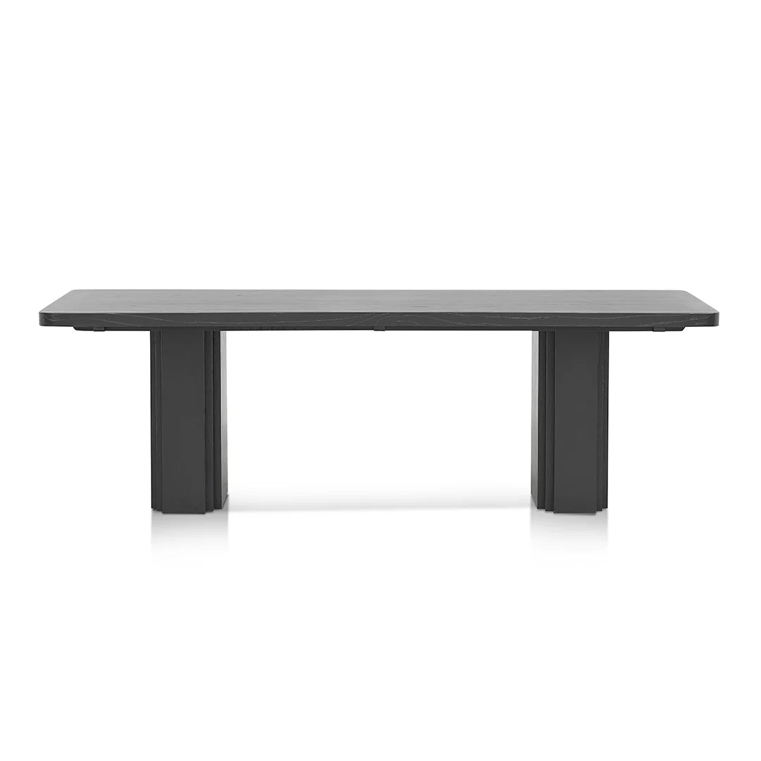 Hillside | 2.4m 8 Seater Natural Black Elm Rectangular Wooden Dining Table | Black