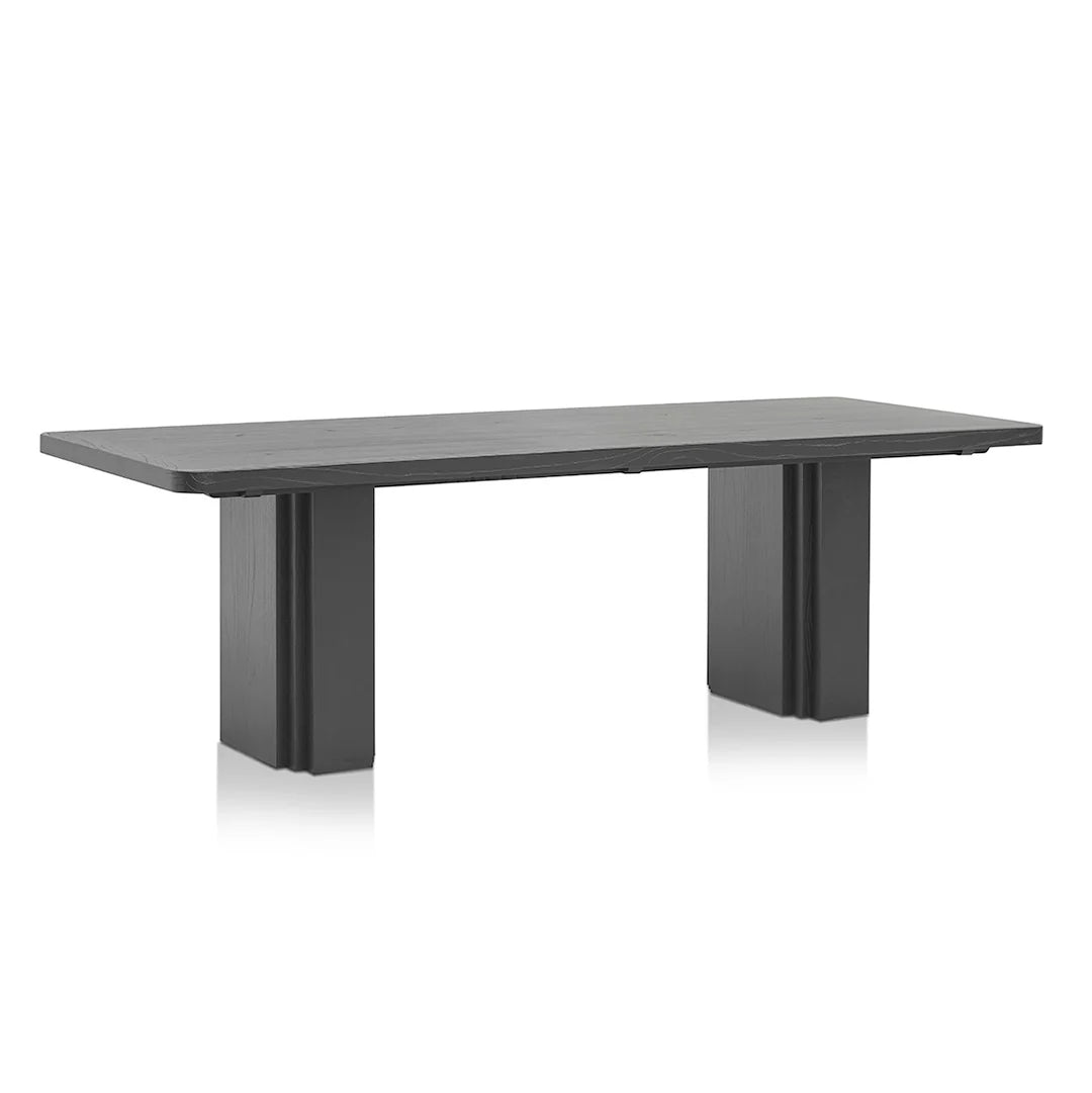 Hillside | 2.4m 8 Seater Natural Black Elm Rectangular Wooden Dining Table | Black