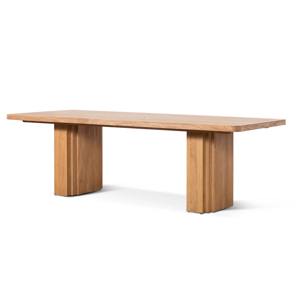 Hillside | 2.4m 8 Seater Natural Black Elm Rectangular Wooden Dining Table | Natural