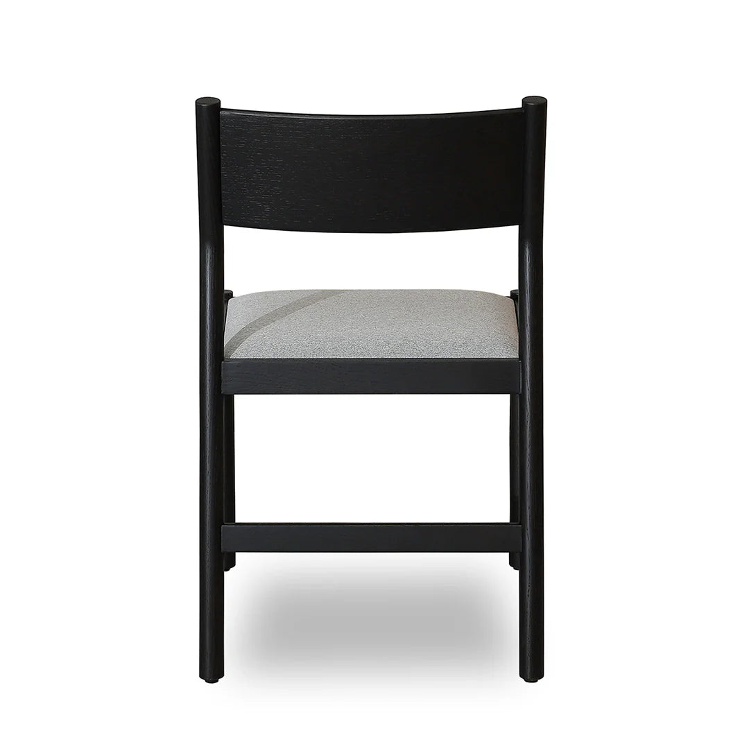 Ingram | Coastal Moon Grey Fabric Natural Black Wooden Dining Chairs | Set Of 2 | Black