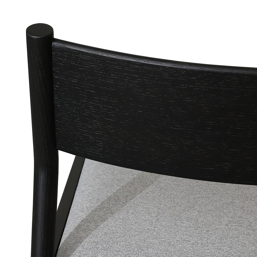 Ingram | Coastal Moon Grey Fabric Natural Black Wooden Dining Chairs | Set Of 2 | Black