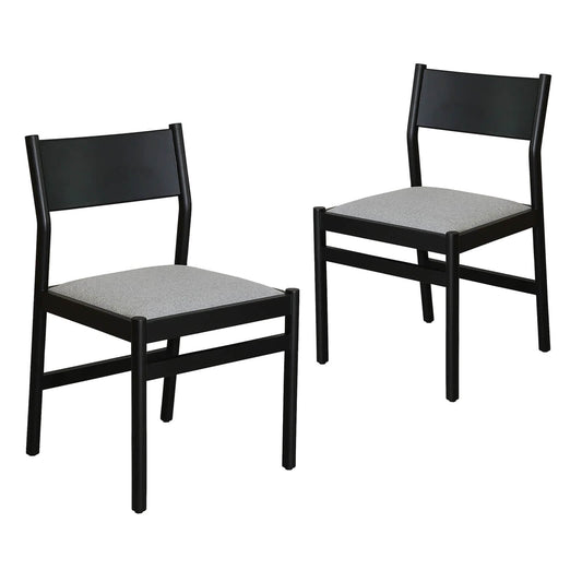 Ingram | Coastal Moon Grey Fabric Natural Black Wooden Dining Chairs | Set Of 2 | Black