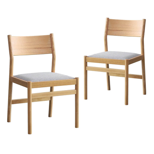 Ingram | Coastal Moon Grey Fabric Natural Black Wooden Dining Chairs | Set Of 2 | Natural