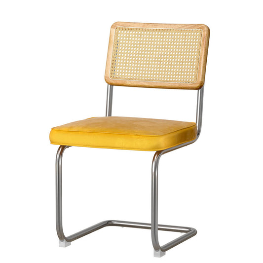 Irving | Yellow Velvet PE Rattan Metal Dining Chairs | Set Of 2