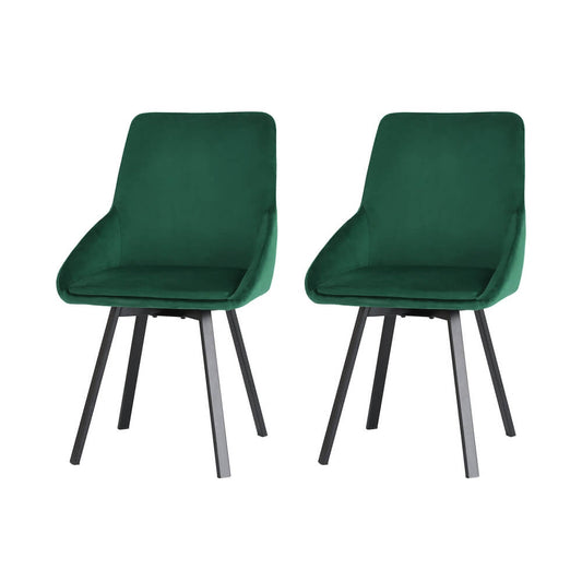 Johnston | Modern Green Velvet Upholstered Swivel Dining Chairs | Set Of 2