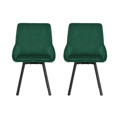 Johnston | Modern Green Velvet Upholstered Swivel Dining Chairs | Set Of 2