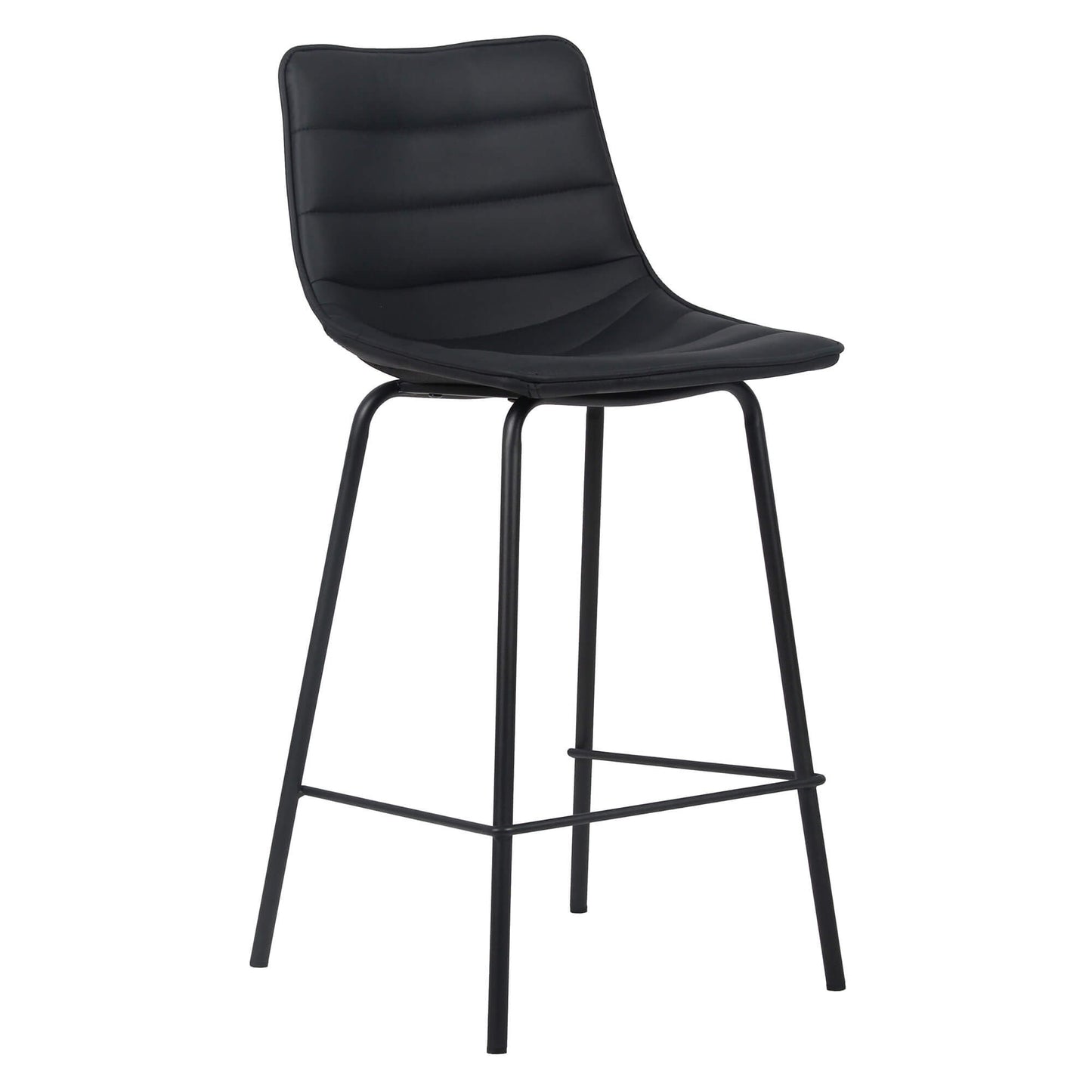 Jurien | Modern Metal PU Leather Bar Stools | Set Of 2 | Black