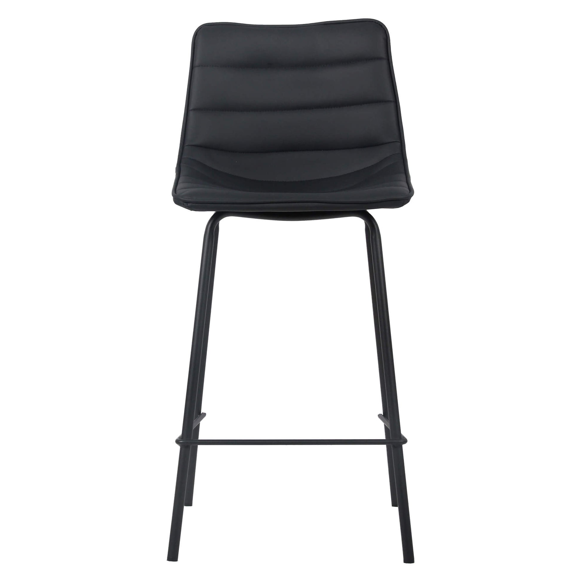 Jurien | Modern Metal PU Leather Bar Stools | Set Of 2 | Black