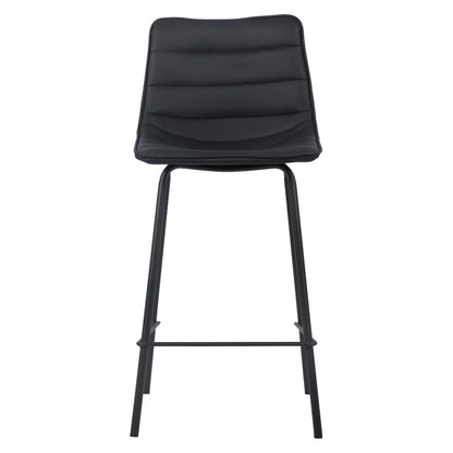 Jurien | Modern Metal PU Leather Bar Stools | Set Of 2 | Black