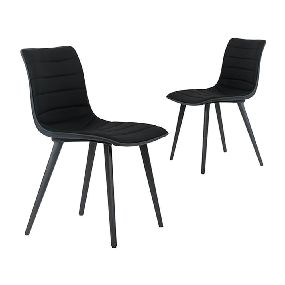 Jurien Modern Metal Black PU Leather Dining Chairs | Black