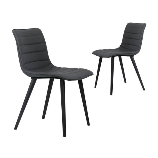 Jurien Modern Metal Charcoal PU Leather Dining Chairs | Charcoal