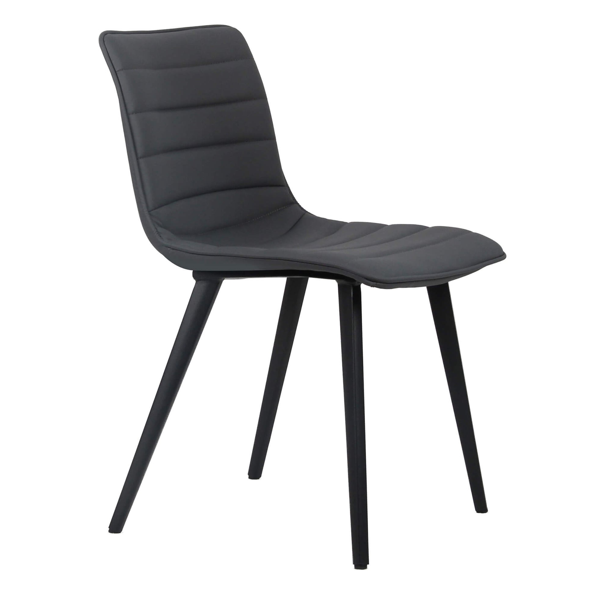 Jurien Modern Metal Charcoal PU Leather Dining Chairs | Charcoal