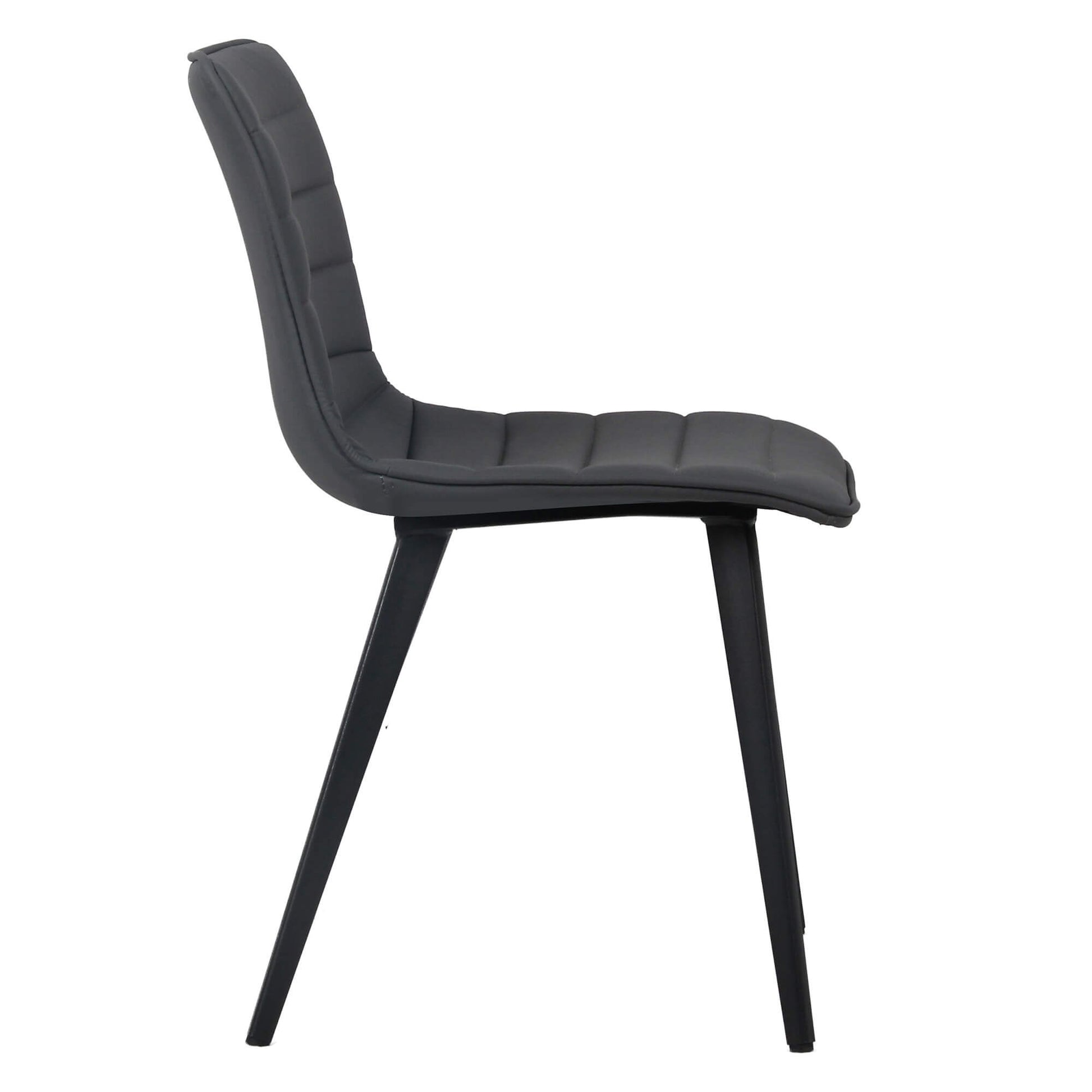 Jurien Modern Metal Charcoal PU Leather Dining Chairs | Charcoal