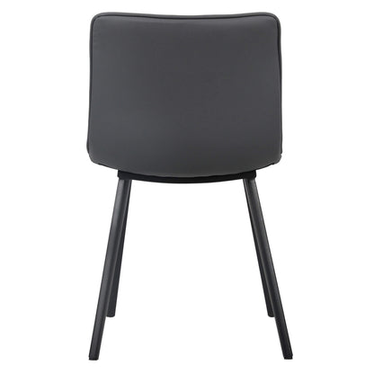 Jurien Modern Metal Charcoal PU Leather Dining Chairs | Charcoal