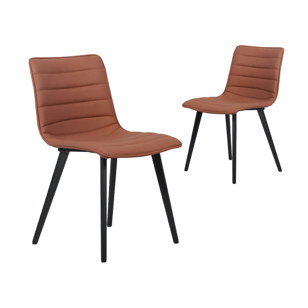 Jurien Modern Metal Tan PU Leather Dining Chairs | Tan