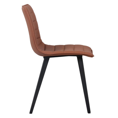 Jurien Modern Metal Tan PU Leather Dining Chairs | Tan