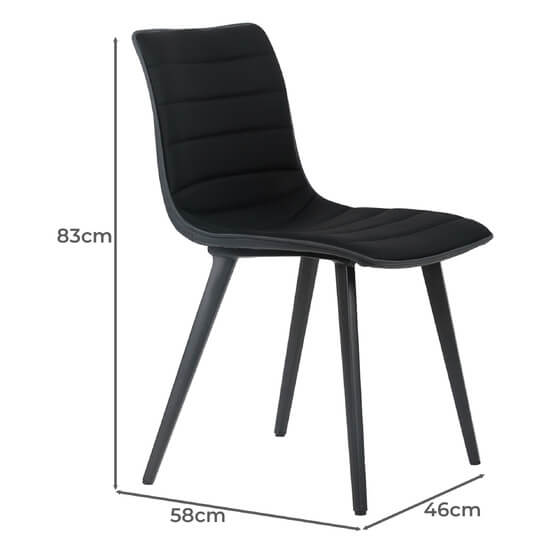 Jurien Modern Metal Black PU Leather Dining Chairs | Black