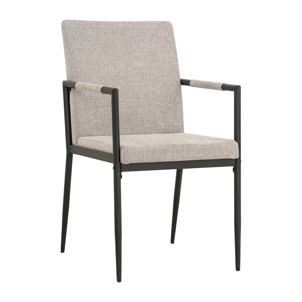 Modern Grey Fabric Dining Chair With Arms